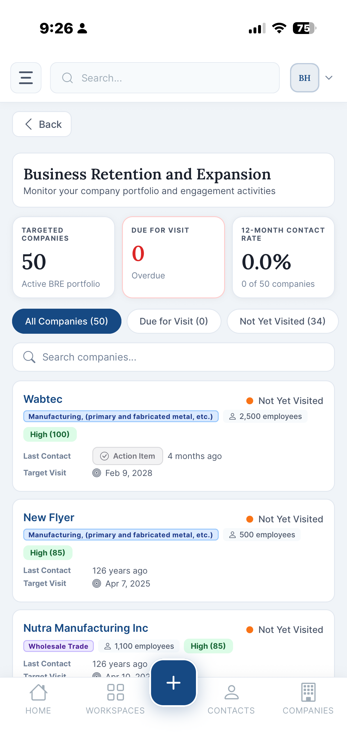 Mobile App Company View